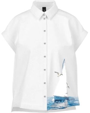 Marc Cain Button Maritime-Print Shirt - White