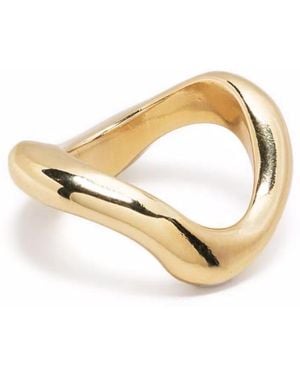 Beatriz Palacios Anillo Wave Grande Bañado En Oro - Metálico