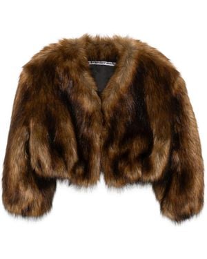 Alexander Wang Cropped Faux-Fur Jacket - Brown