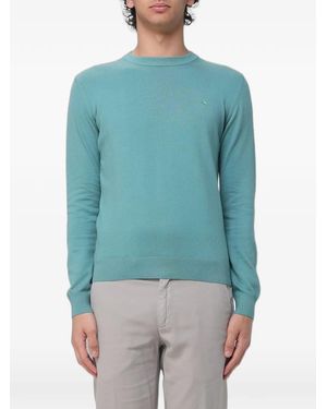 Brooksfield Logo-Embroidered Crew-Neck Sweater - Blue