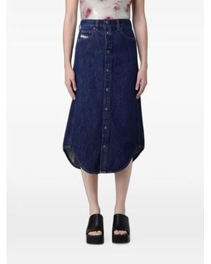 DIESEL Button-Up Curved-Hem Midi Skirt - Blue
