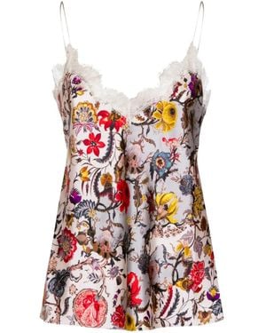 Roberto Cavalli Blouse À Fleurs Et Dentelle - Red