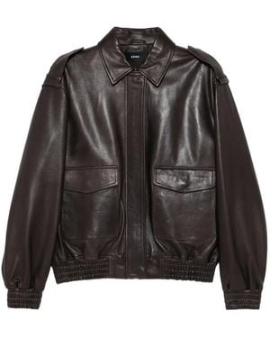 Arma Astra Leather Bomber Jacket - Black
