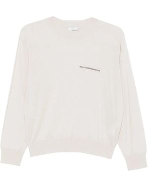 Peserico Embellished Crew-Neck Jumper - White