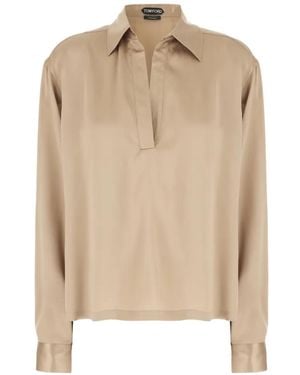 Tom Ford Long-Sleeve Blouse - Natural