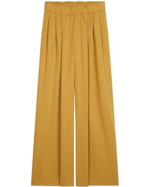 Dries Van Noten Wide-Leg Pleated Cotton Trousers - Yellow