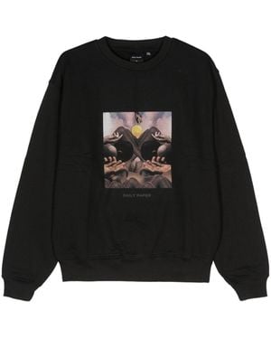 Daily Paper Landscape-Print Cotton Sweatshirt - Black