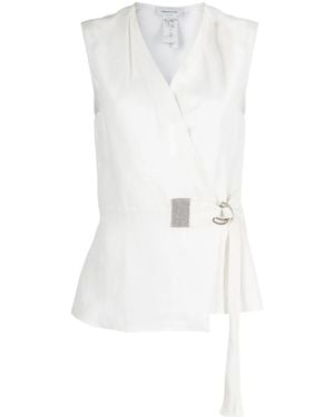 Fabiana Filippi Embellished Wrap Blouse - White