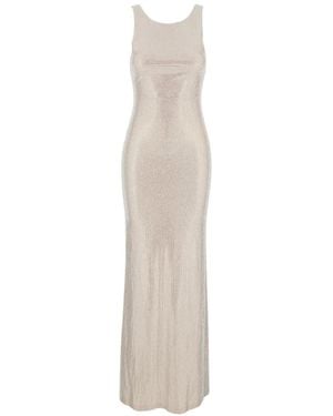 Twentyfourhaitch Robe Longue Sans Manches À Ornements En Cristal - White