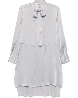 Semicouture Tied-Neck Mini Dress - Gray