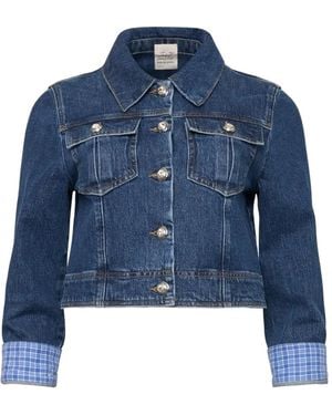 Cinq À Sept Lexie Checked-Cuff Denim Jacket - Blue