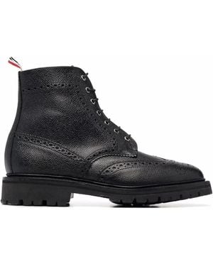 Thom Browne Lace-Up Brogue Boots - Black