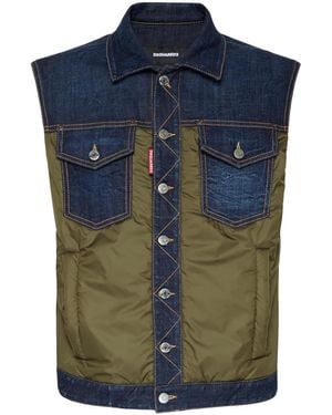 DSquared² Denim Gilet Met Zakken - Blauw