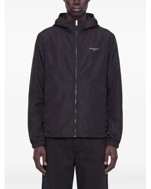 Givenchy Logo-Print Hooded Windbreaker - Blue