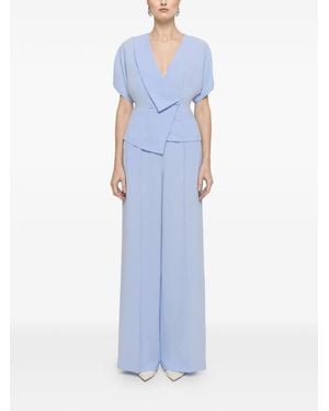 Nissa High-Waisted Crepe Trousers - Blue