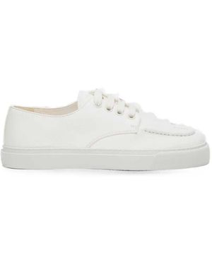 Prada Apron-Toe Pebble-Grain Trainers - White