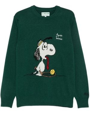 MC2 Saint Barth Snoopy-Embroidered Wool Sweater - Green