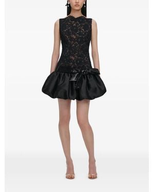 Self-Portrait Lace Bubble Hem Mini Dress - Black