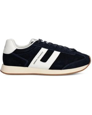 ARMANI EXCHANGE Logo-Print Panelled Trainers - Blue