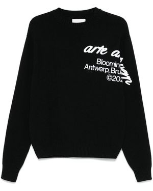 Arte' Cotton Knit Logo Crew Sweater - Black