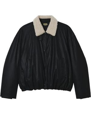 Mini Cream Jacke Mit Shearling-Kragen - Schwarz