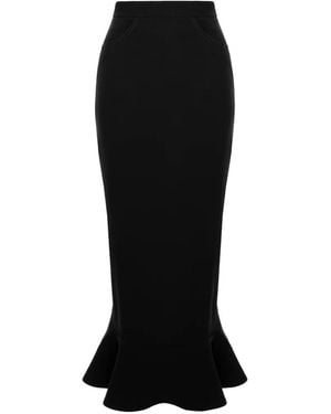 V:PM ATELIER Parlor Flounce-Hem Midi Skirt - Black