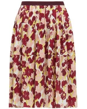 Marni Floral Pleated Skirt - Red