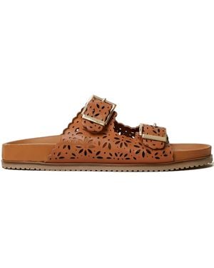 Twinset Laser-Cut Buckle Sandals - Brown