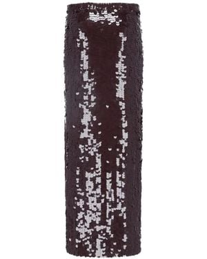 P.A.R.O.S.H. Sequin-Embellished Slit Maxi Skirt - Purple