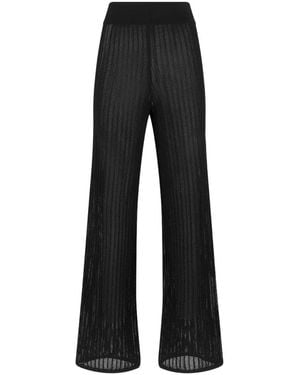 Alpha Studio Ribbed-Knit Trousers - Black