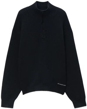 Alexander Wang Mock-Neck Henley Sweater - Black