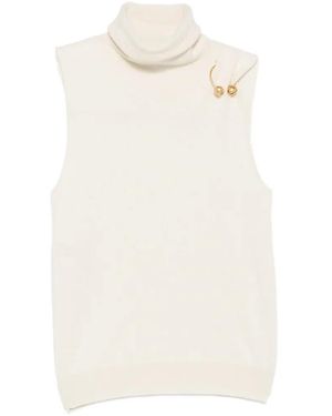 Alberta Ferretti Top Con Cuello Alto - Blanco