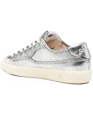 Autry Floral-Print Crackled-Leather Sneakers - White