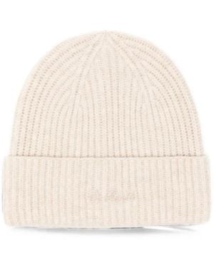 MC2 Saint Barth Ribbed-Knit Embroidered Beanie Hat - Natural