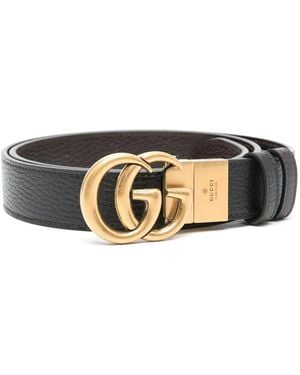 Gucci Double G Buckle Reversible Belt - Black