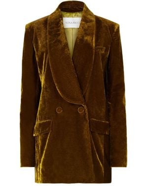 Nina Ricci Velvet Double-Breasted Blazer - Brown