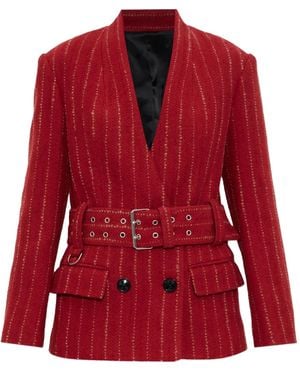 Isabel Marant ストライプ ベルテッド ジャケット - レッド