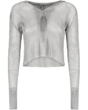 Santa Brands Crystal-Embellished Long-Sleeve Top - Grey