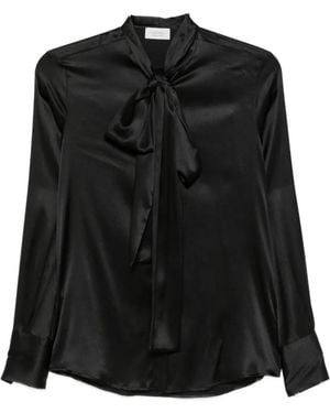Mazzarelli Pussy-Bow Silk-Satin Blouse - Black