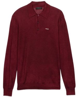 Prada Wool And Silk Polo Sweater - Red