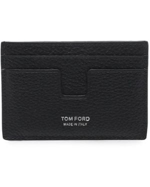 Tom Ford T-Line Grained Leather Card Holder - Black