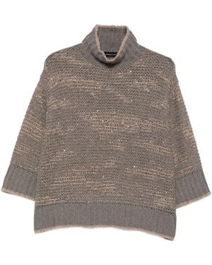 Fabiana Filippi Jersey Con Lentejuelas Y Cuello Vuelto - Marrón