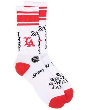 SAINT Mxxxxxx Graphic-Print Socks - Red