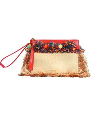 Dolce & Gabbana Raffia Toiletry Bag With Fringes - Red