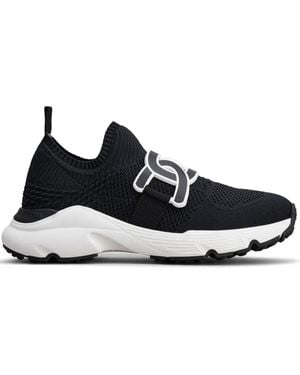 Tod's Knitted Applique Logo Slip-On Trainers - Black