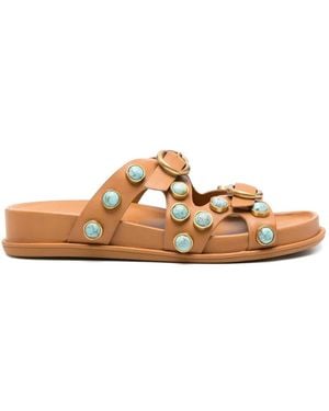 Cult Gaia Blair Buckle Embellished Sandals - Brown