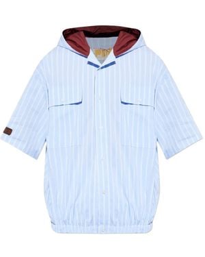 PDF Chemise Rayée À Capuche - Blue