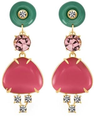 Oscar de la Renta Cabochon Crystal Drop Earrings - Green