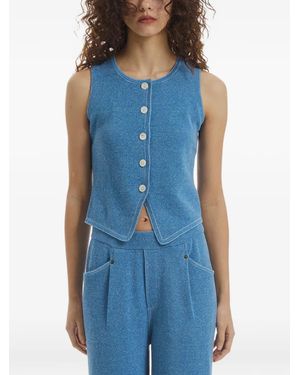 CRUSH Collection Button Sleeveless Vest - Blue