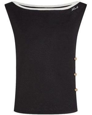 KARL LAGERFELD Signature Oberteil Mit Knopfdetail - Schwarz